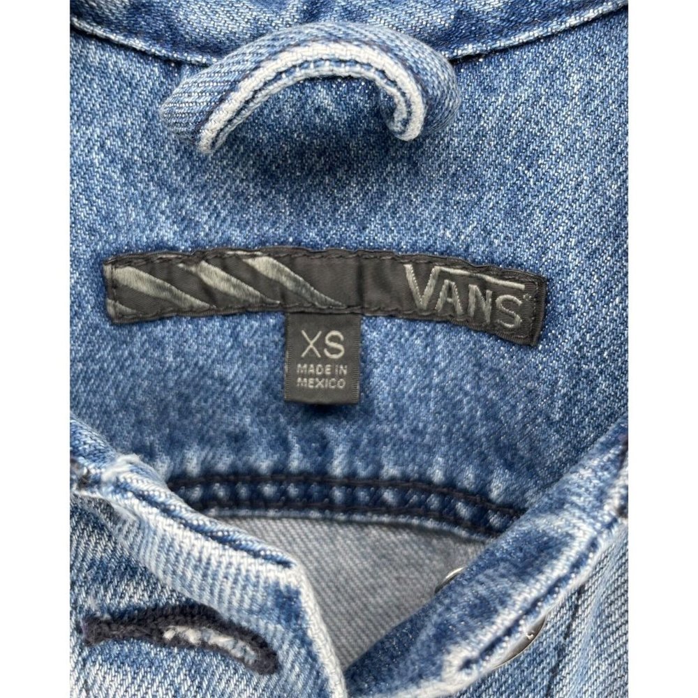 Vans Off The Wall Women's Distressed Denim Blue Jean Sleeveless Button Jacket XS - Picture 4 of 4